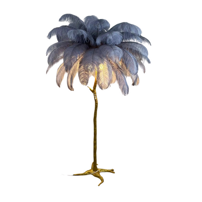 Tall Natural Feather Floor Lamp