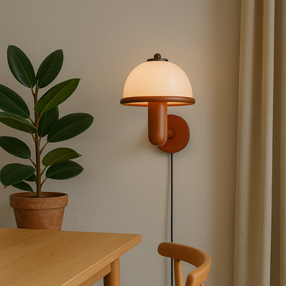 Rustic Wood Mushroom Table Lamp