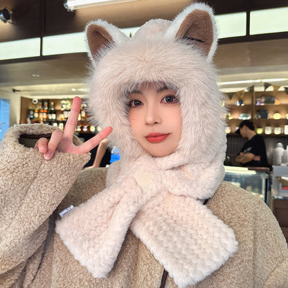 Cute Fox Ears Beanie and Scarf Set