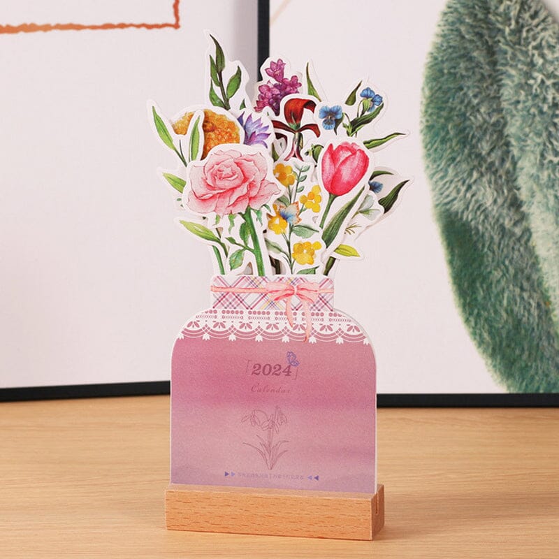 Stylish Wooden Frame 2024 Office Desk Calendar
