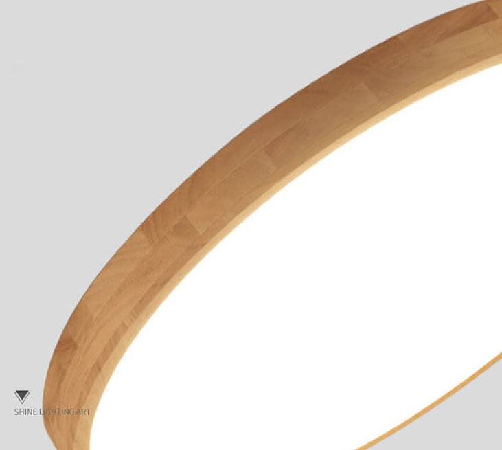 Slim Wooden Round LED Ceiling Light Fixture