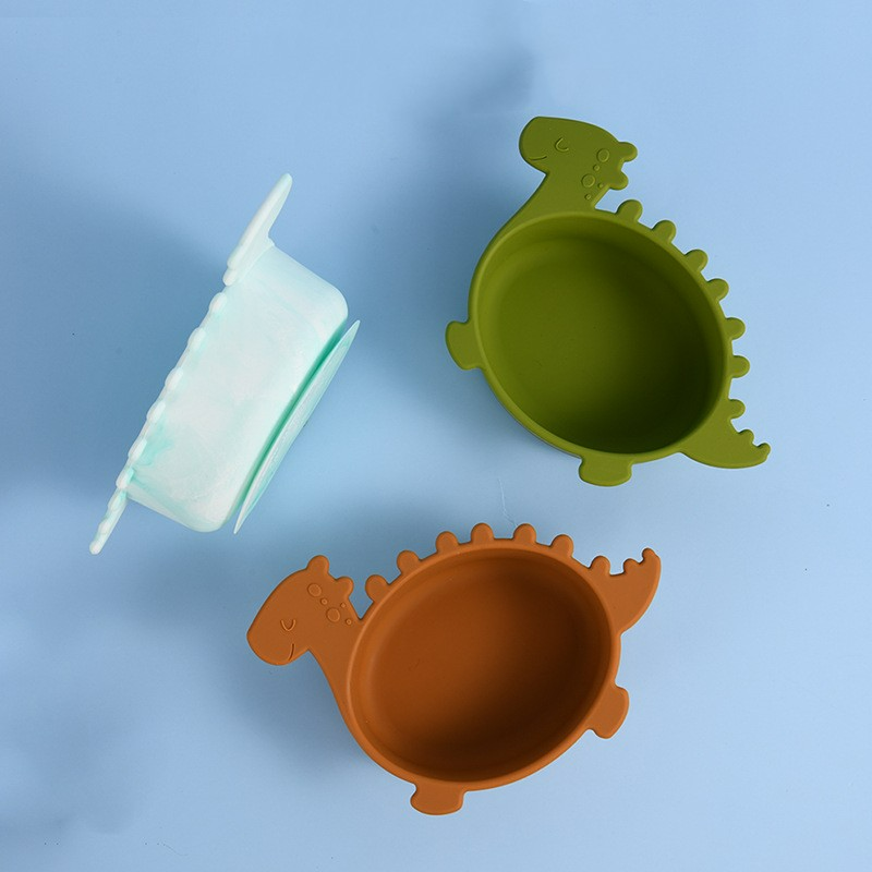 Soft Silicone Baby Bowl with Dinosaur Design