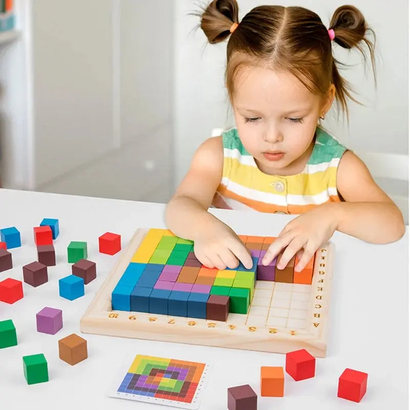 Educational Wooden Number and Colour Building Blocks - Fesara
