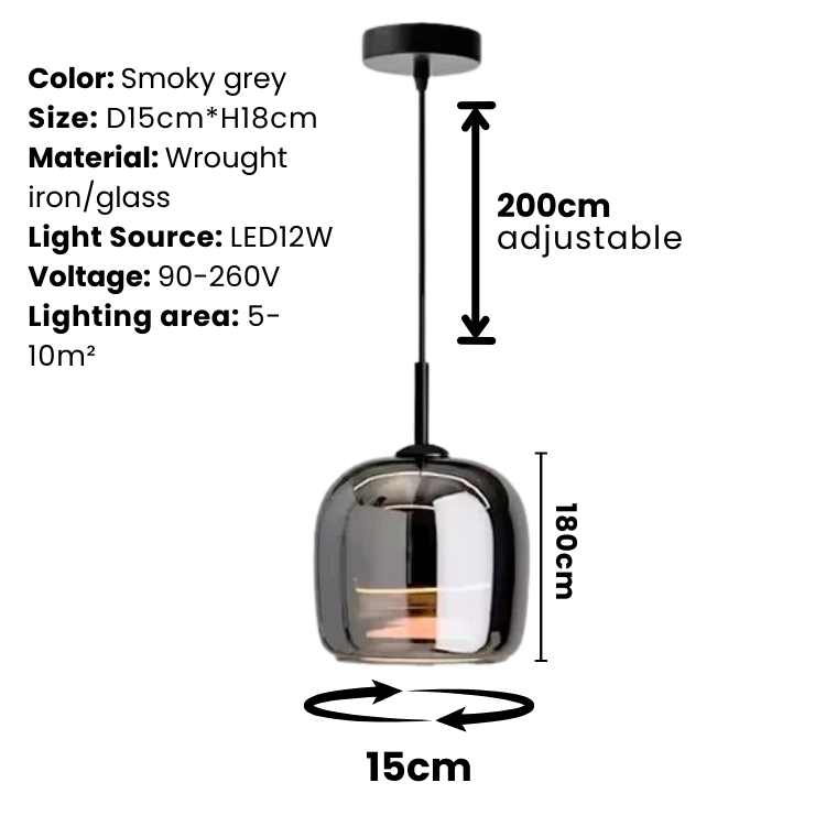 Sleek Black Glass Pendant Light for Kitchen Dining