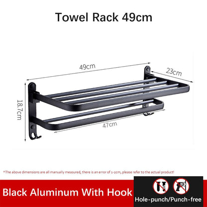 Space Saving Foldable Bathroom Towel Holder Rack