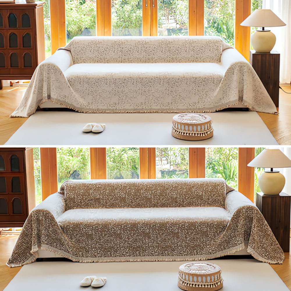 Stylish Reversible Faux Leather Sofa Slipcover