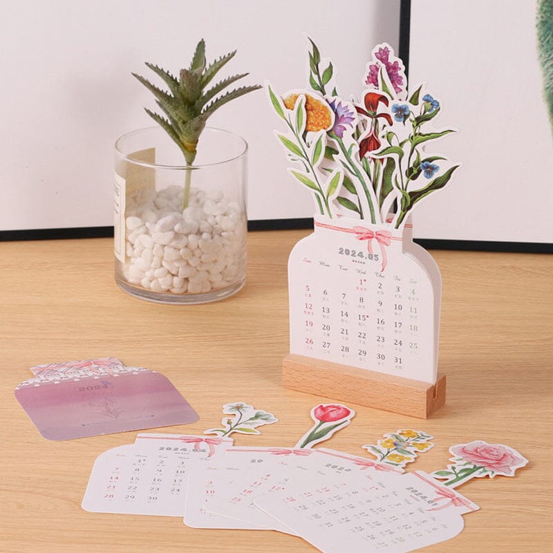Stylish Wooden Frame 2024 Office Desk Calendar