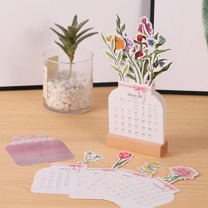 Stylish Wooden Frame 2024 Office Desk Calendar
