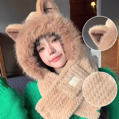 Cute Fox Ears Beanie and Scarf Set