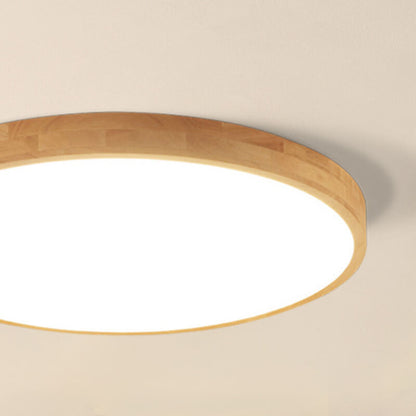 Slim Wooden Round LED Ceiling Light Fixture