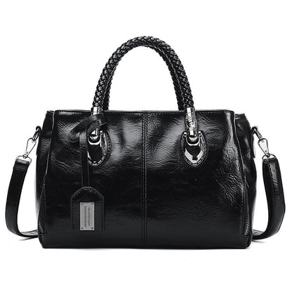 Luxury Wax Leather Boston Tote Bag - Fesara