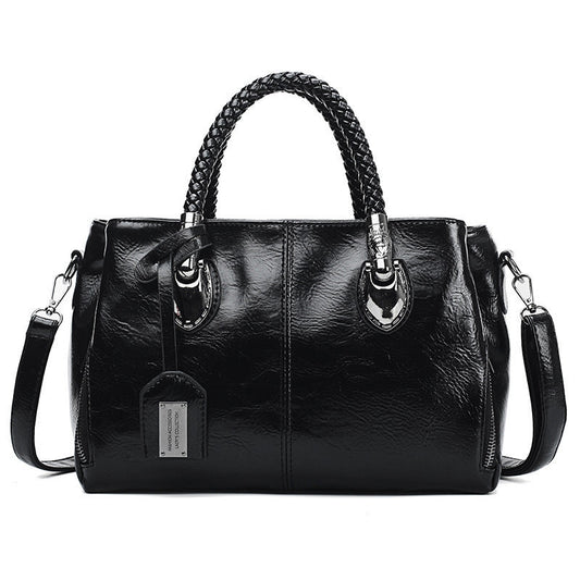 Luxury Wax Leather Boston Tote Bag - Fesara