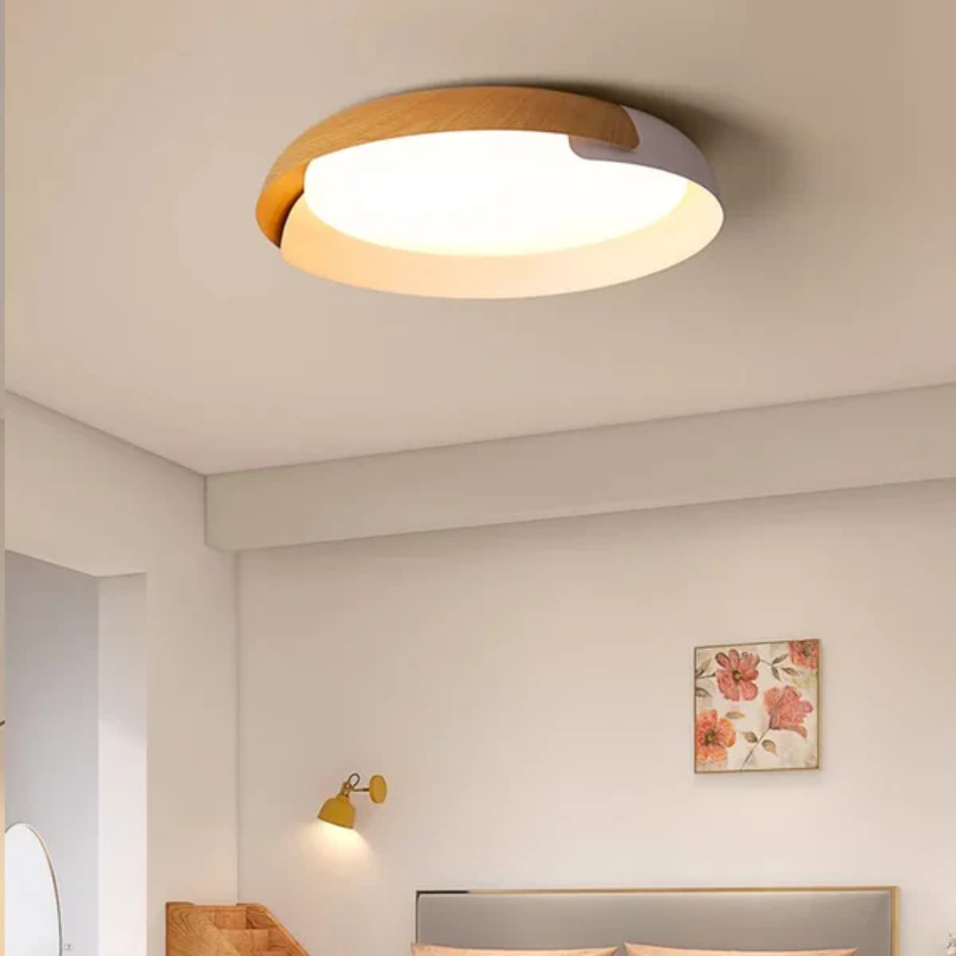 Rustic Wood Bedroom Ceiling Light - Fesara