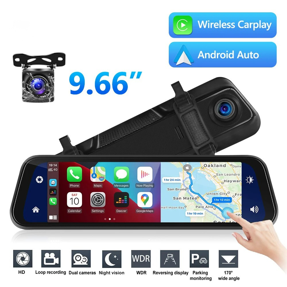 Advanced HD Car Mirror Dash Camera with Wi-Fi Connectivity