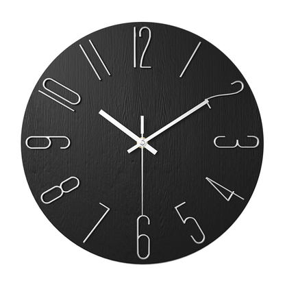 Stylish Black Silent Wall Clock 30cm Contemporary Design - Fesara