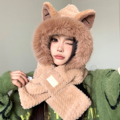 Cute Fox Ears Beanie and Scarf Set