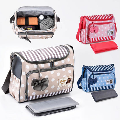 Fesara Baby Diaper Bag Navy with Pad and Bottle Pouch
