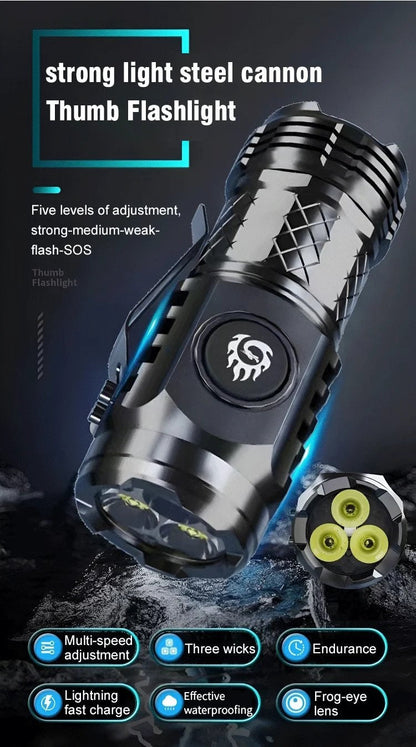 Compact Triple LED Mini Power Flashlight