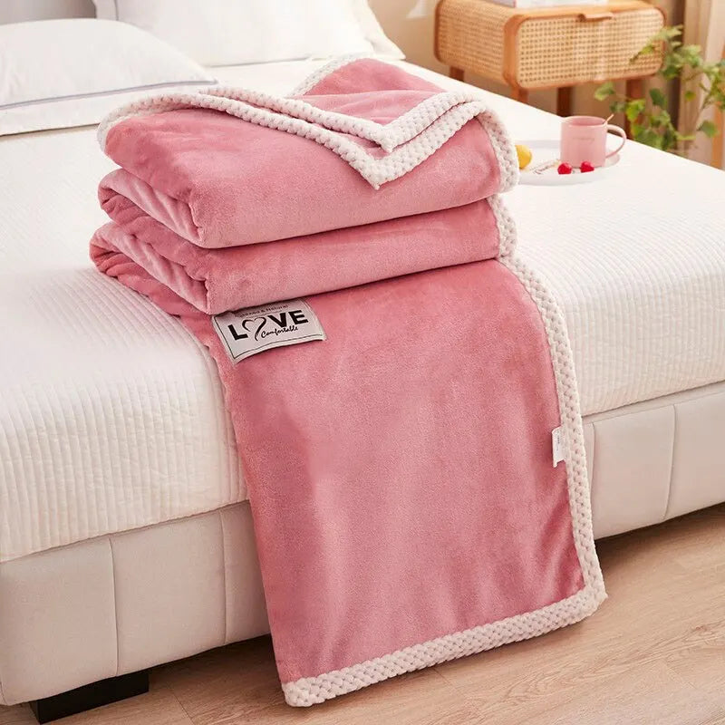 Soft Pink Plush Fleece Throw Blanket