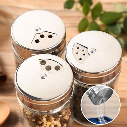 Clear Glass Herb Storage Jars Set