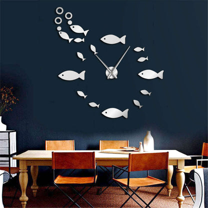 Modern Glass Mirror Clock Wall Decor