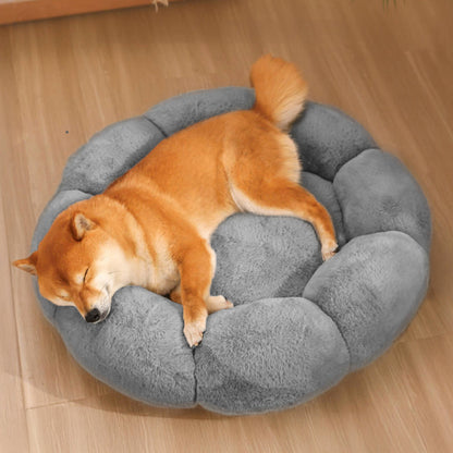 Plush Floral Orthopedic Pet Bed for Dogs and Cats