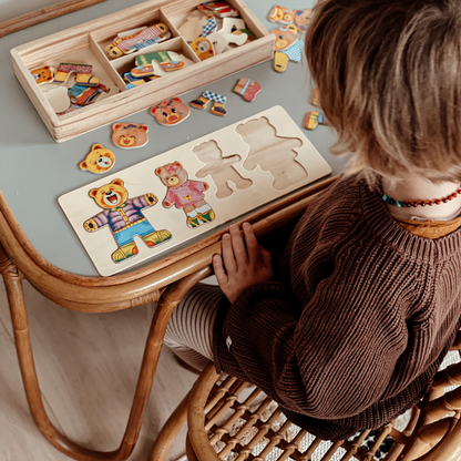 Kids' Wooden Clothing Rack Puzzle Toy