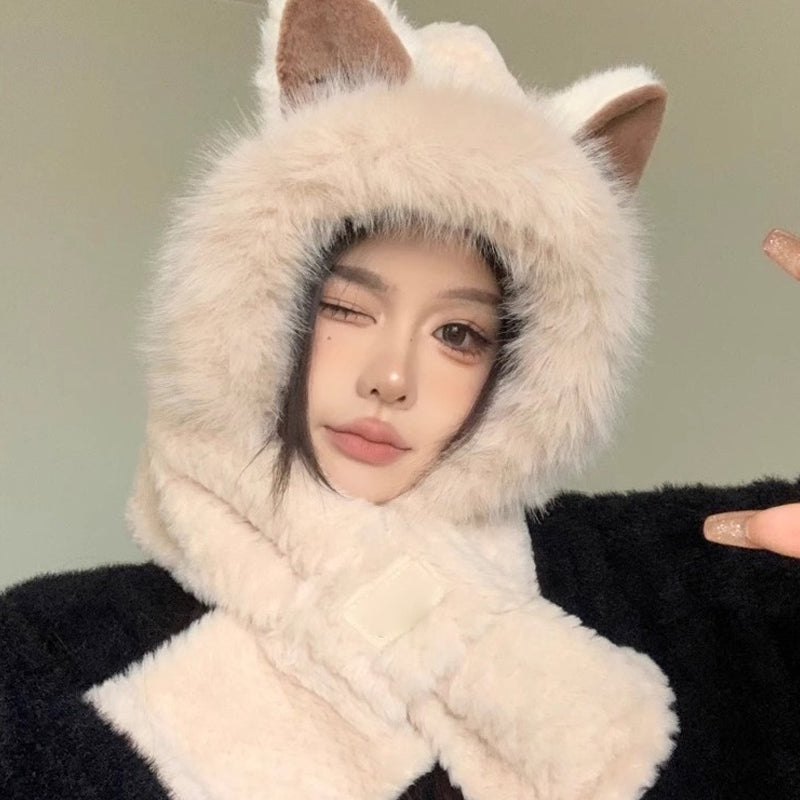 Cute Fox Ears Beanie and Scarf Set