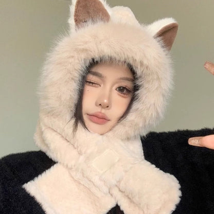 Cute Fox Ears Beanie and Scarf Set