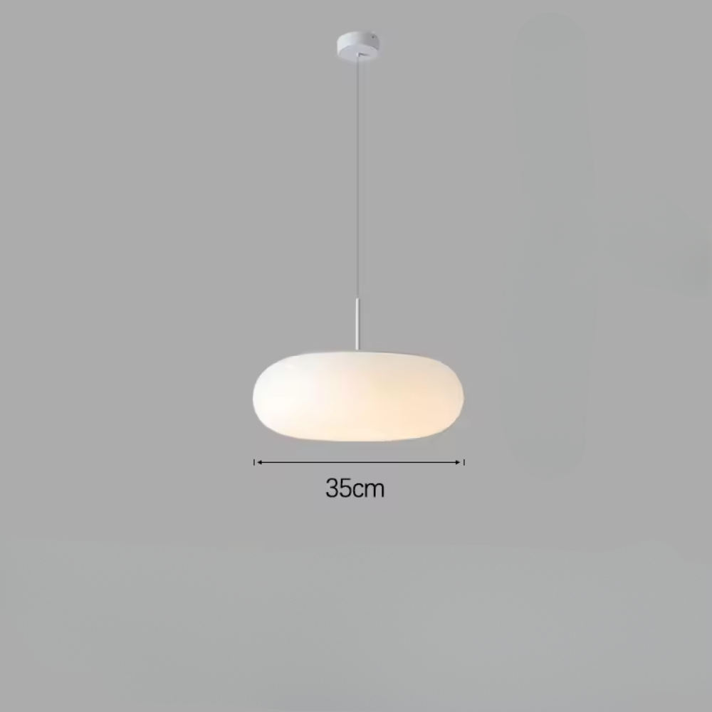 Elegant White Pendant Light with Soft LED Glow