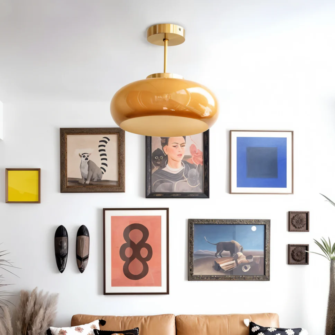 Retro Style Yellow Pendant Light