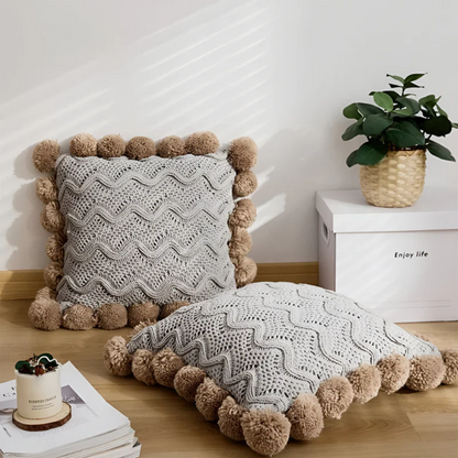 Colorful Tassel Knit Throw Pillow Cover