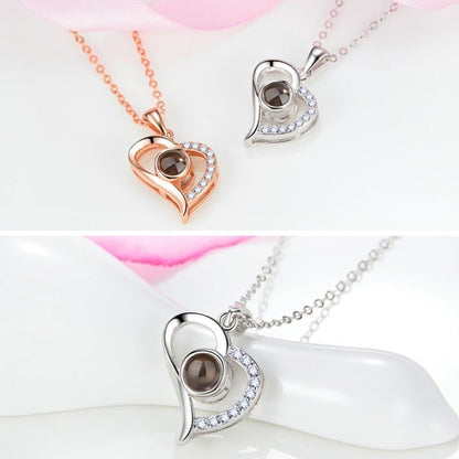 Romantic Heart Necklace with I Love You Message
