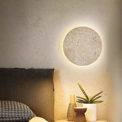 Rustic Travertine Stone Wall Lamp - Fesara