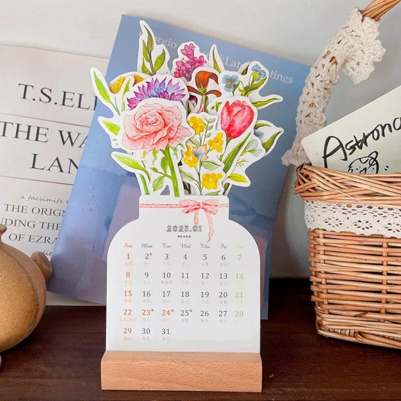 Stylish Wooden Frame 2024 Office Desk Calendar
