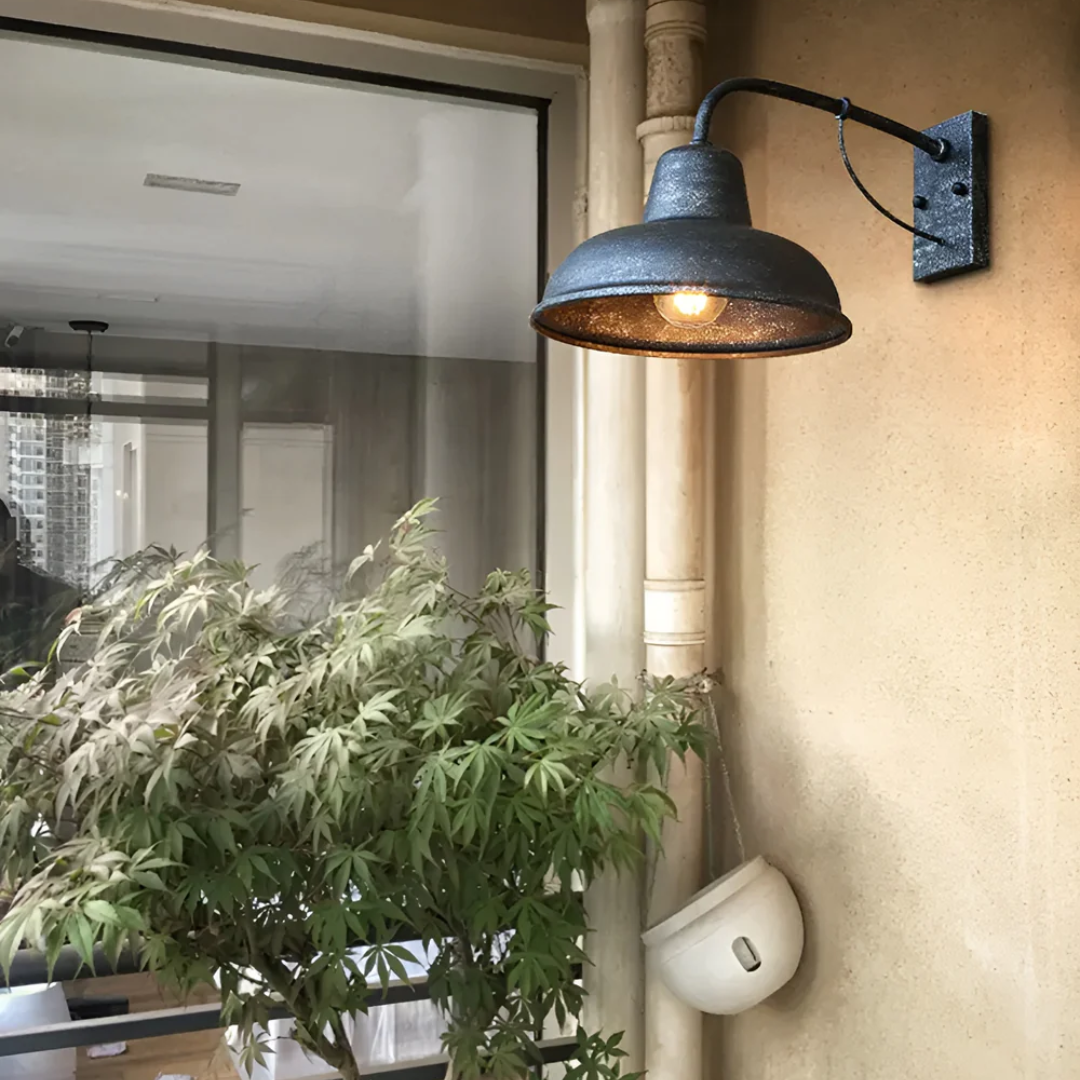 Lyvix - Black Outdoor Wall Lantern, Vintage Industrial Design for Exterior Lighting-5