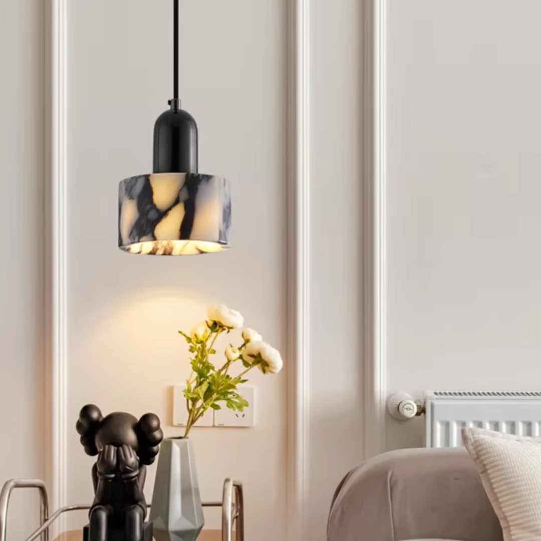Elegant Black Marble Pendant Light - Fesara