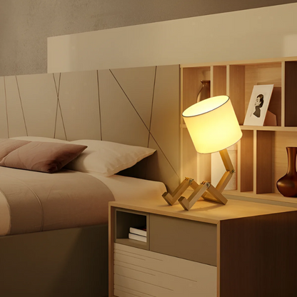 Stylish Wooden Desk Lamp With Linen Shade