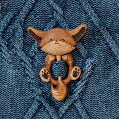 Cute Wooden Animal Pin Badge