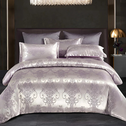 Soft Floral Pattern Satin Duvet Cover Set