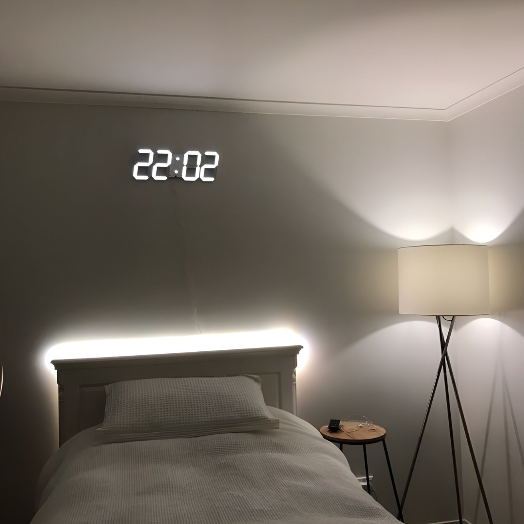 Stylish 3D LED Wall Clock – Large Digital Display