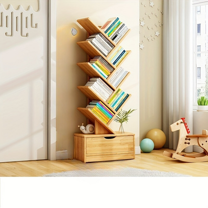 Tall Wooden Bookshelf - Compact Home Storage Unit