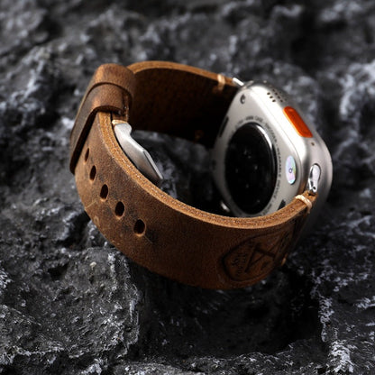 Genuine Brown Leather Apple Watch Strap - Fesara