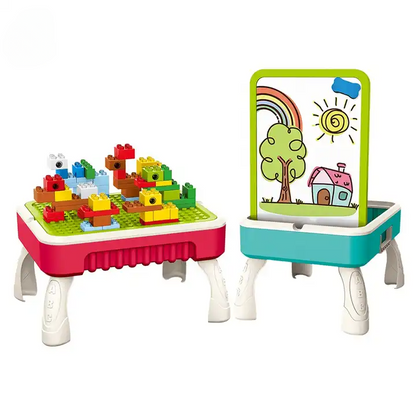 Kids Art Table with Blocks and Drawing Space