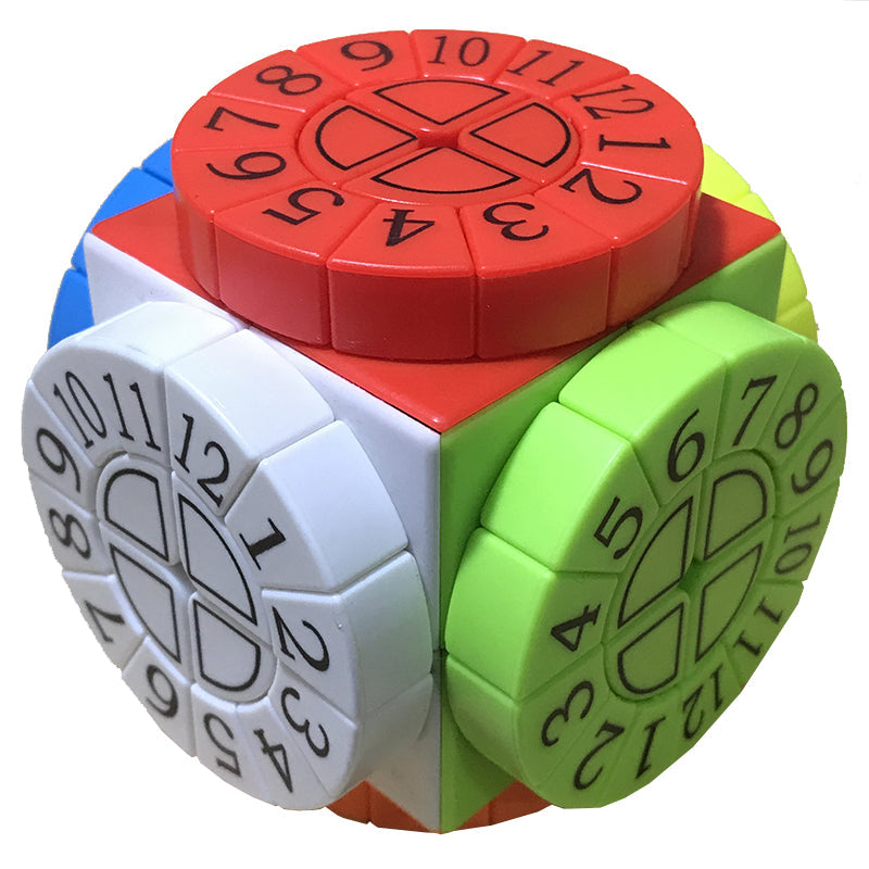 Challenging 3D Puzzle Cube with Colorful Spinning Wheels