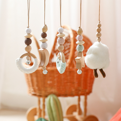 Wooden Baby Play Gym with Hanging Toy Set