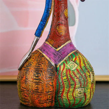 Colorful Resin Lady Figurines - Unique Handmade Home Decor Sculptures