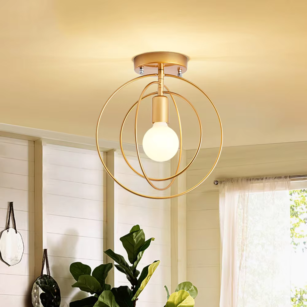 Luxury Circular Gold Ceiling Light Fixture - Fesara