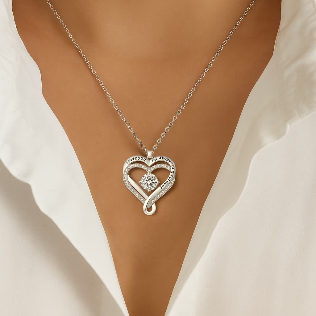 Romantic I Love You Forever Heart Necklace Gift