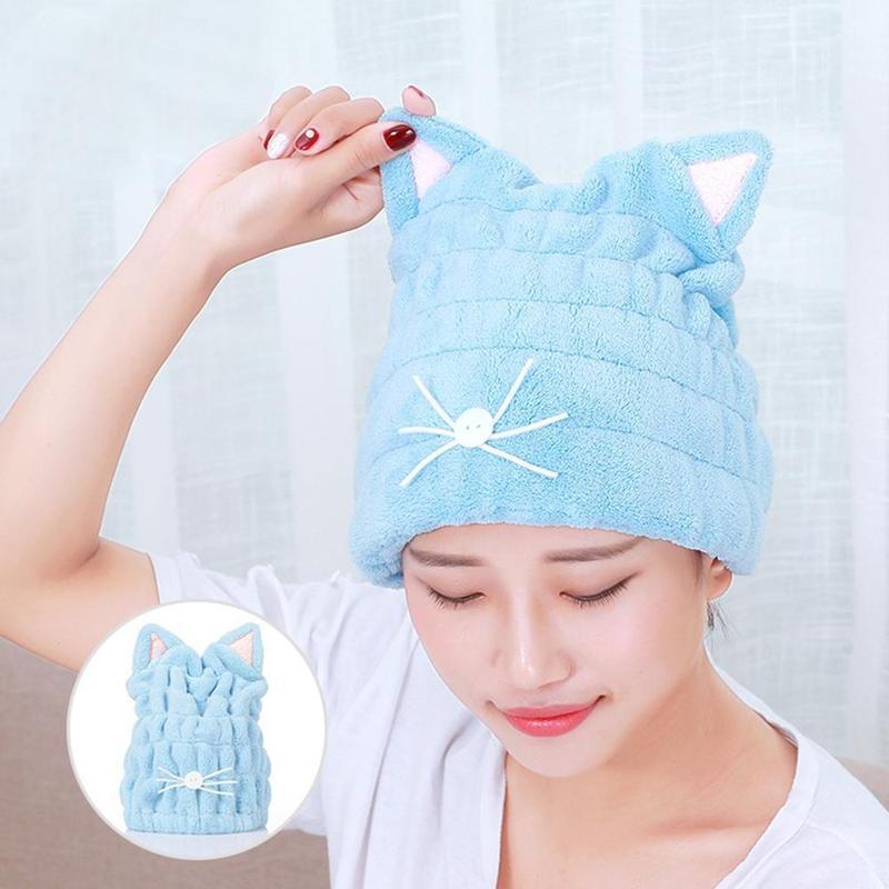 Adorable Kitty Soft Turban Towel Bath Cap